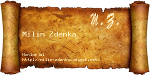 Milin Zdenka névjegykártya